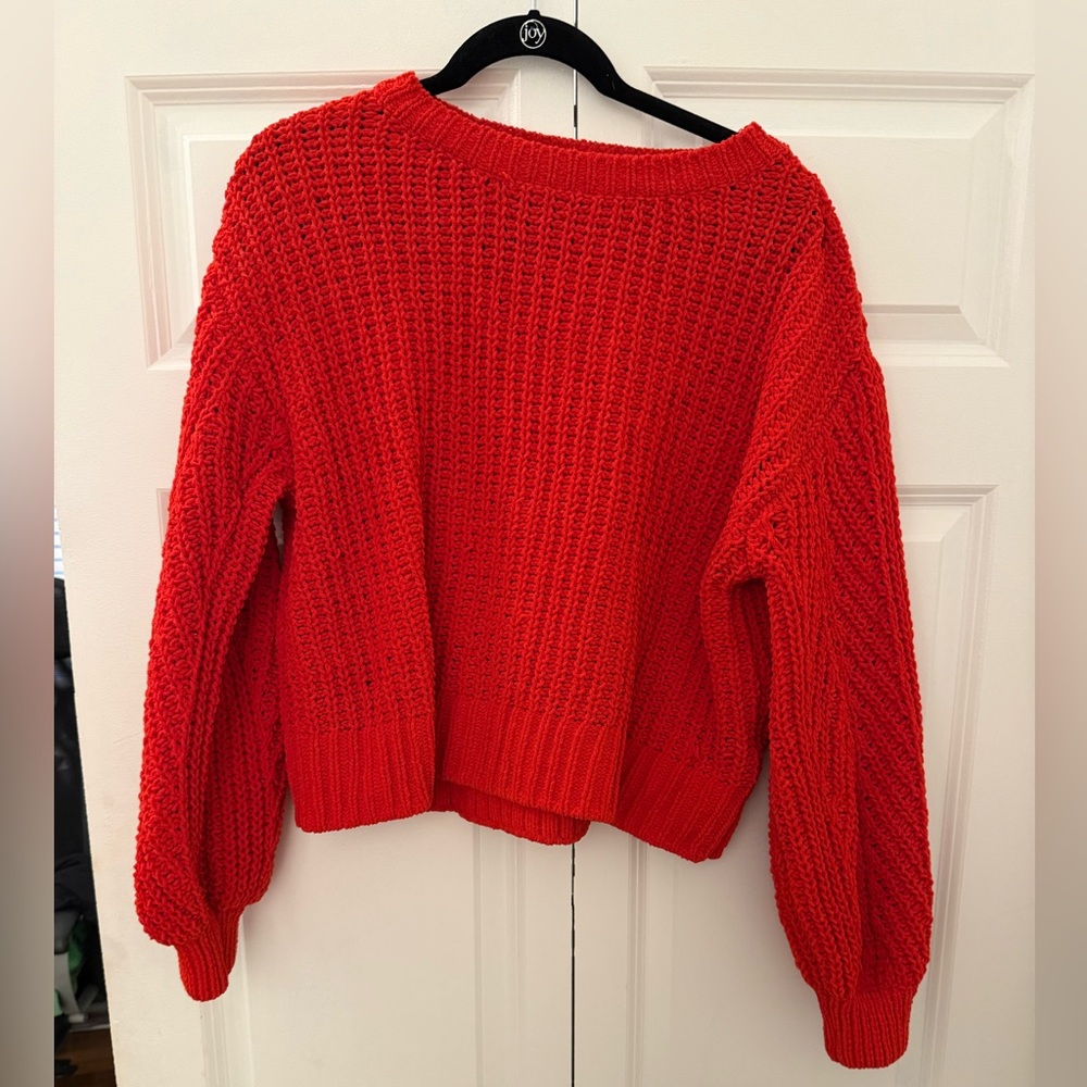 ♥️ H&M WOMENS  chunky knit Red Crew Neck Sweater